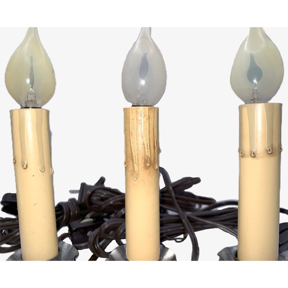 3 Primitive Country Accent Lights Tin Wood Candles Silicone Flicker Bulbs VIDEO - Picture 4 of 8